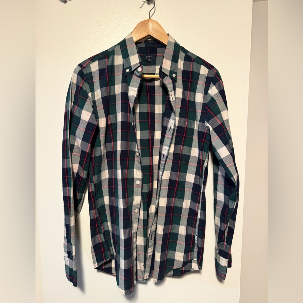 J. Crew men’s long sleeve plaid button down shirt